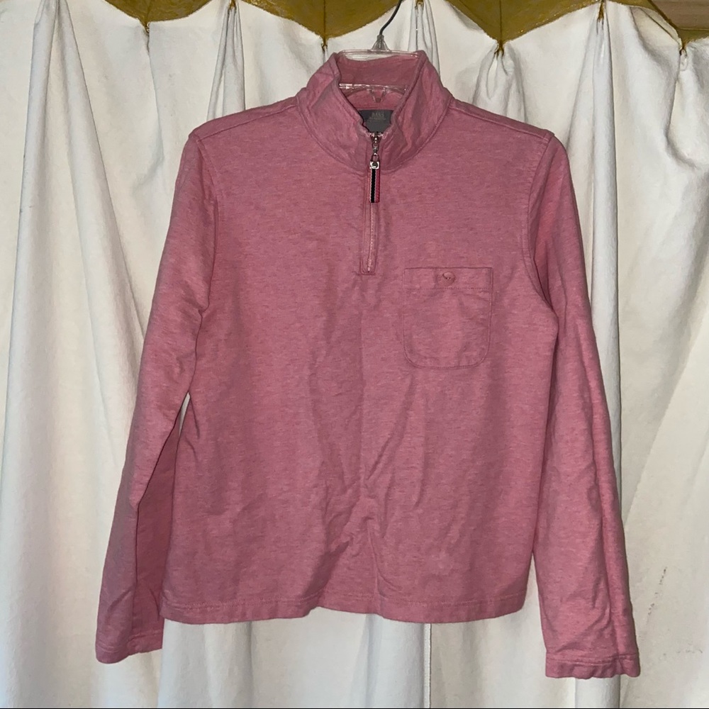 G.H. Bass & Co. Women's Pink Salmon Quarter-Zip Pullover Sweatshirt Size Medium